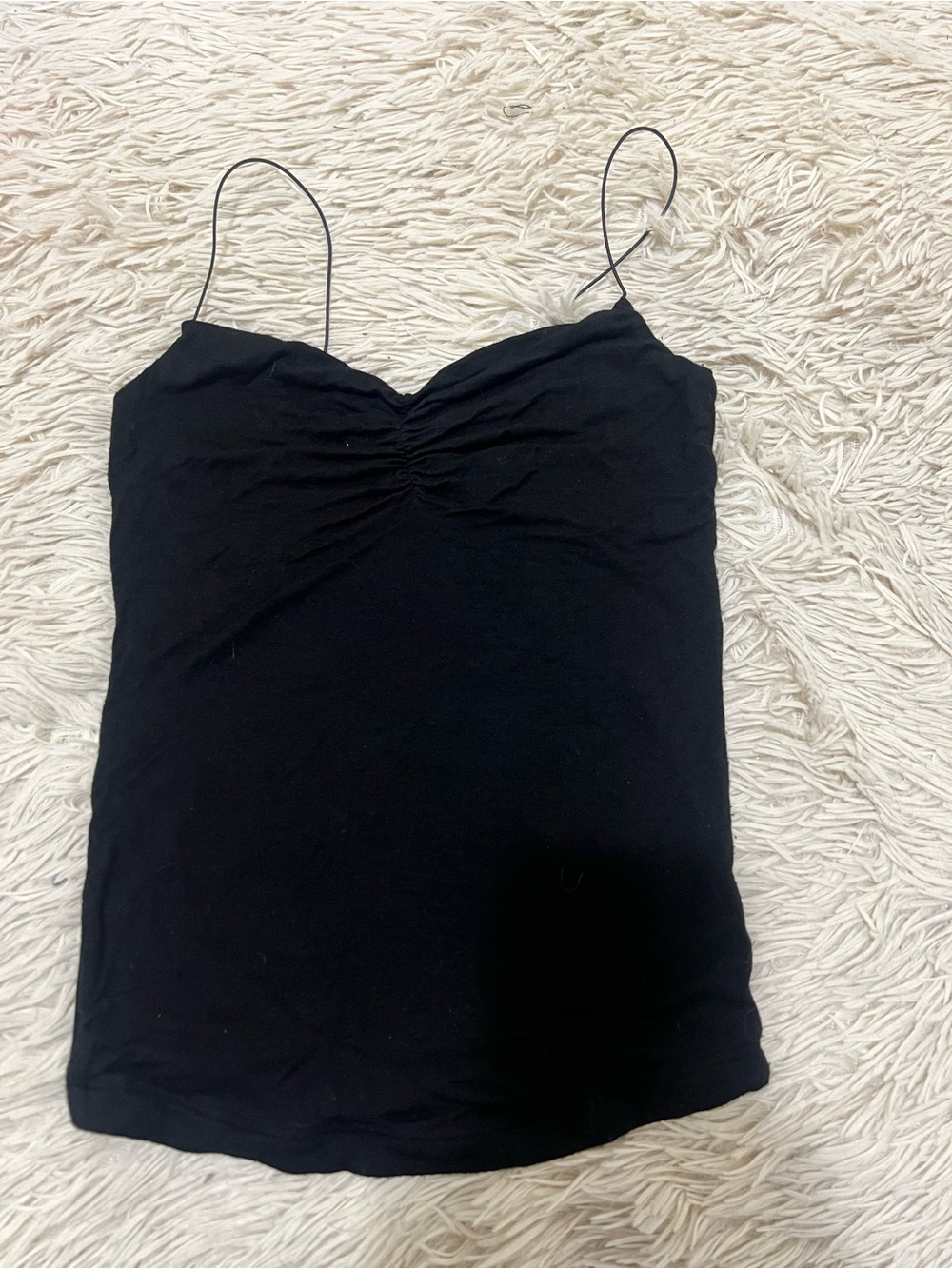 Joah Brown Black Ruched Spaghetti Strap Cami